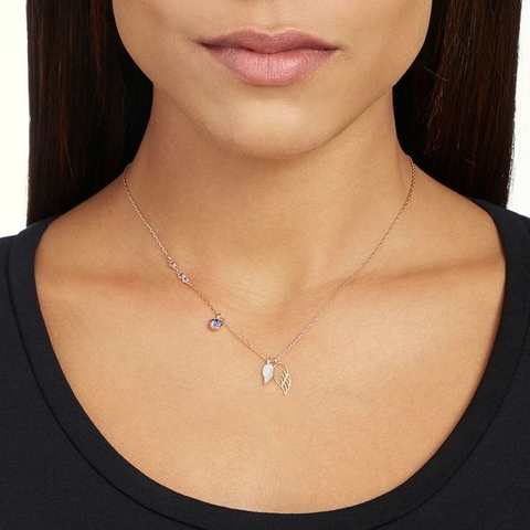 SWAROVSKI Symbolica pendant (Wing, Purple, Rose gold-tone plated) - Dây cổ, dây chuyền, mặt hình chiếc cánh- JEWELRY NECKLACE