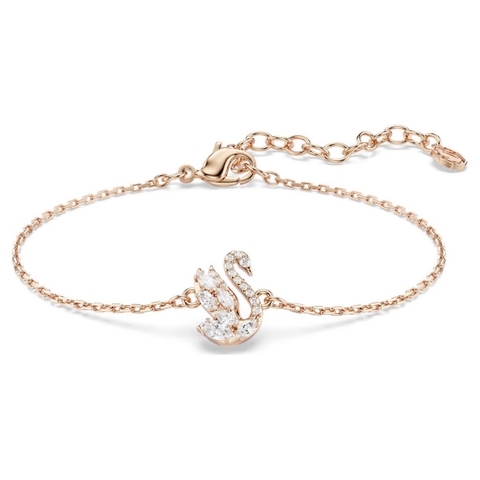 SWAROVSKI Swan bracelet (Mixed cuts, Swan, White, 18K rose gold finish) - Vòng/lắc tay, pha lê trắng, thiên nga - JEWELRY BRACELET