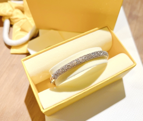 SWAROVSKI Sublima bangle (Snow pavé, White, Rose gold-tone plated) - Vòng, lắc tay màu vàng hồng, pha lê trắng - JEWELRY