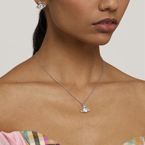 CHÍNH HÃNG - VIVIENNE WESTWOOD Ariella Pendant Necklace - Dây cổ/chuyền, đá CZ trắng trái tim - JEWELRY