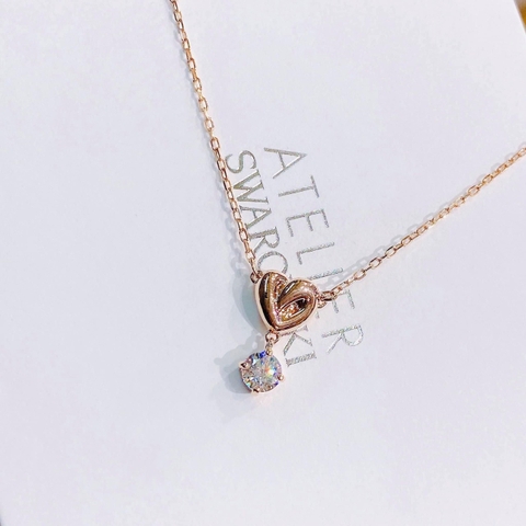SWAROVSKI Lifelong Heart pendant (White, Rose gold-tone plated) - Dây cổ, dây chuyền HÌNH TIM PHỐI ĐÁ - SWAROVSKI - JEWELRY NECKLACE