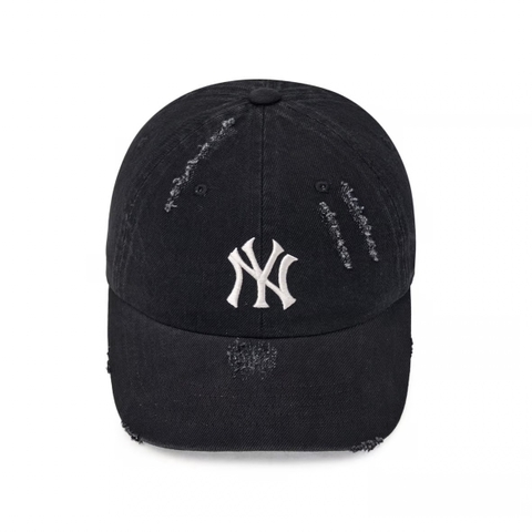 MLB Damage washed denim unstructured ball cap New York Yankees BLACK denim - Mũ lưỡi trai, nón kết màu đen jeans