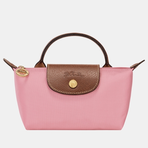 MINI SIZE - TÚI LONGCHAMP LE PLIAGE ORIGINAL POUCH WITH HANDLE - MARSHMALLOW - Recycled Canvas - Túi xách màu hồng kẹo