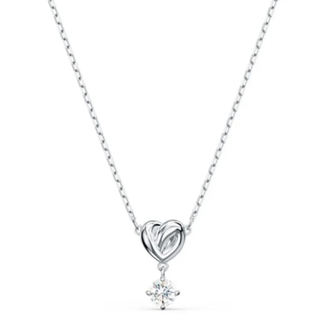 SWAROVSKI Lifelong Heart pendant (White, Rhodium plated) - Dây cổ, dây chuyền hình tim phối đá pha lê trắng - NECKLACE Jewelry