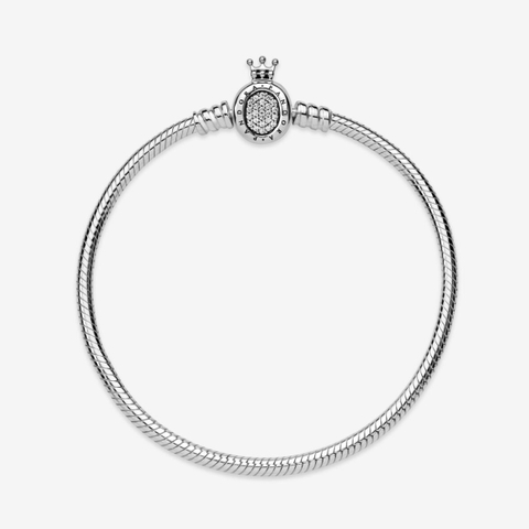 Pandora Moments Snake Chain Bracelet (Crown Clasp, Silver Sterling) - Vòng/lắc tay bạc 925, khoá tim vương miệng, dáng mềm - JEWELRY BRACELET