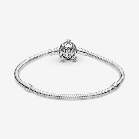 PANDORA Disney Cinderella Pumpkin Coach Clasp Moments Bracelet (Silver Strerling, Clear Zirconia) - Vòng/lắc tay bạc 925, khoá cổ xe bí, dáng mềm