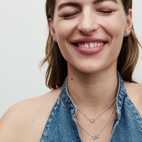 PANDORA Elevated Heart necklace (Sterling, White Zirconia) - Dây cổ, chuyền bạc 925, đá CZ trắng, hình trái tim - JEWELRY NECKLACE