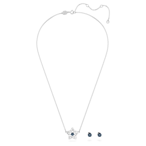 SWAROVSKI Stella set (Mixed cuts, Star, Blue, Rhodium plated) - EARRINGS & NECKLACE - Khuyên tai + dây cổ hình sao - SWAROVSKI - JEWELRY