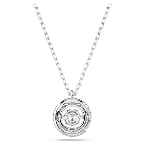 CHÍNH HÃNG - SWAROVSKI Dextera pendant (Round cut, White, Rhodium plated) - Dây cổ, chuyền, pha lê trắng - JEWELRY NECKLACE
