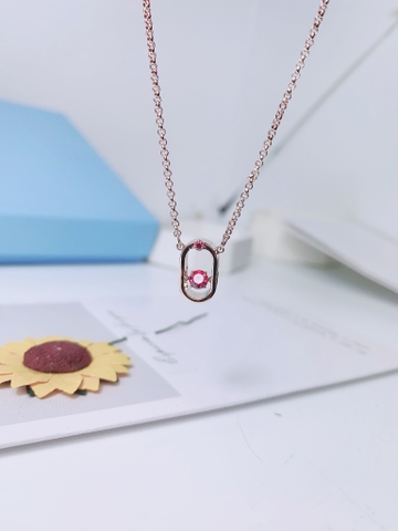 SWAROVSKI Sparkling Dance pendant (Round cut, Oval shape, Red, Rose gold-tone plated) - Dây chuyền pha lê đỏ chuyển động - JEWELRY NECKLACE