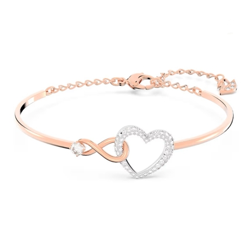 SWAROVSKI Hyperbola bangle (Infinity and heart, White, Mixed metal finish) - Vòng, lắc tay hình tim vô cực vĩnh cửu - JEWELRY BRACELET
