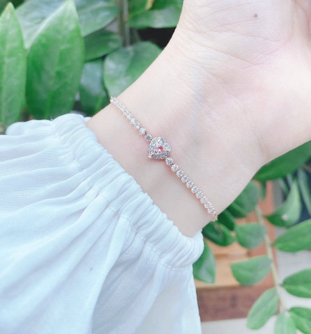 SWAROVSKI One bracelet (Heart, Pink, Rose gold-tone plated) - Vòng/lắc tay pha lê, hình tim hồng - SWAROVSKI - JEWELRY