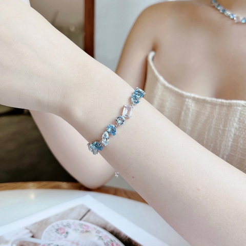 SWAROVSKI Gema bracelet (Mixed cuts, Blue, Rhodium plated) - Vòng/lắc tay SWAROVSKI - JEWELRY