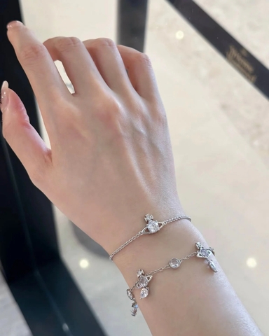 CHÍNH HÃNG - VIVIENNE WESTWOOD Reina Bracelet - Vòng, lắc tay pha lê trắng - JEWELRY