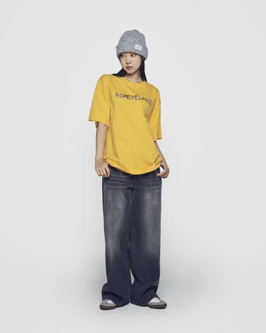 ÁO ADLV TAPE TYPOGRAPHIC YELLOW T-SHIRT - ÁO THUN CỔ TRÒN TAY LỠ MÀU VÀNG