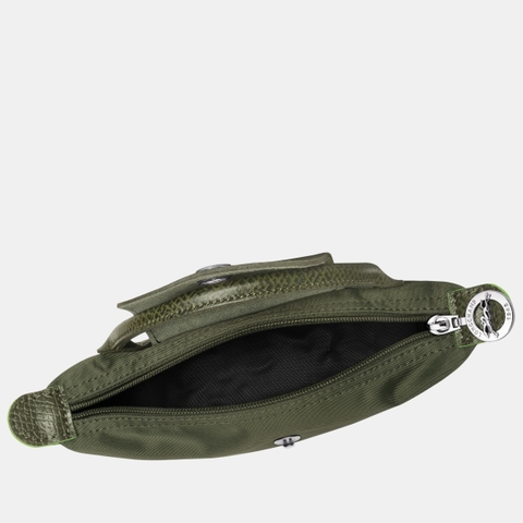 MINI SIZE - TÚI LONGCHAMP LE PLIAGE ORIGINAL POUCH WITH HANDLE - FOREST - Recycled Canvas - Túi xách màu xanh lá