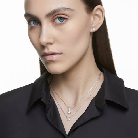 SWAROVSKI Attract necklace (Square cut, White, Rhodium plated) - Dây cổ, dây chuyền pha lê vuông trắng - JEWELRY NECKLACE