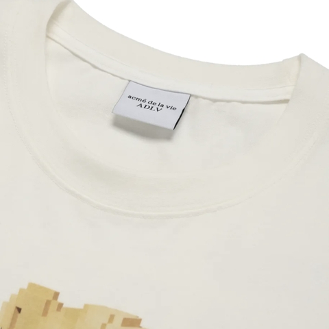 ÁO ADLV BLOCK BEAR CREAM T-SHIRT - Áo thun cổ tròn tay lỡ, hình gấu, màu kem