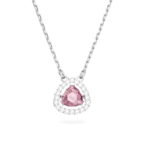 SWAROVSKI Una necklace (Trilliant cut, Pink, Rhodium plated) - Dây cổ, dây chuyền, pha lê hồng chuyển động - JEWELRY NECKLACE