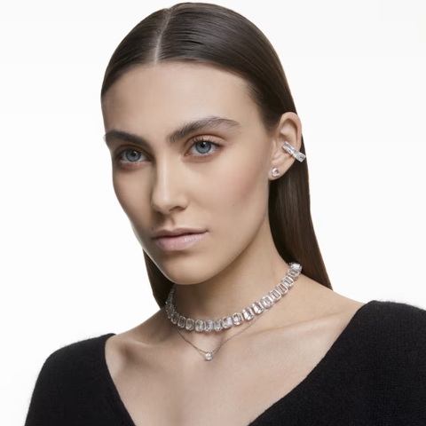 SWAROVSKI Matrix pendant (Trilliant cut, White, Rhodium plated) - Dây cổ, dây chuyền pha lê trắng - JEWELRY NECKLACE