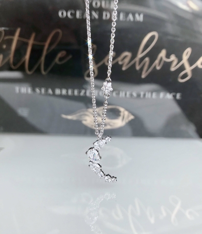 SWAROVSKI Moonsun Necklace  (White, Rhodium plated) - Dây cổ, dây chuyền trăng khuyết, pha lê trắng - JEWELRY NECKLACE