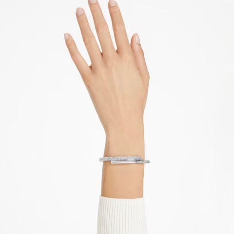 SWAROVSKI Dextera bangle (Magnetic closure, White, Rhodium plated) - Vòng/lắc tay pha lê trắng - JEWELRY BRACELET