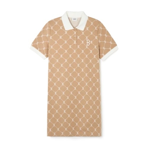 Váy MLB Women's Diamond Monogram B BOSTON DRESS POLO BEIGE