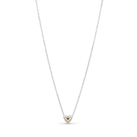 PANDORA Domed Golden Heart Collier Necklace (Sterling Silver, 14k Gold plated) - Dây chuyền/ cổ bạc 925, trái tim mạ vàng 14k - JEWELRY