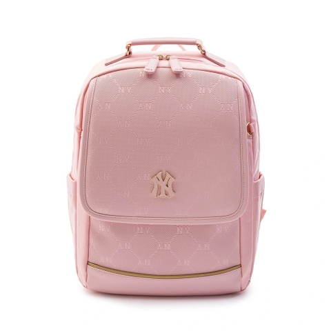 MLB BALO, TÚI DIA MONOGAM EMBOSSED SCHOOLBAG PINK BACKPACK (SET GỒM BALO + TÚI XÁCH ĐI KÈM)