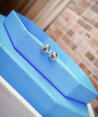 SWAROVSKI Stilla Attract stud earrings 0,5cm (Round cut, White, Rhodium plated) - Khuyên tai nam/nữ, pha lê trắng, hạt tròn - JEWERY