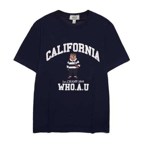 ÁO WHOAU NAVY CALIFORNIA BEAR T-SHIRT (mặt sau trơn)