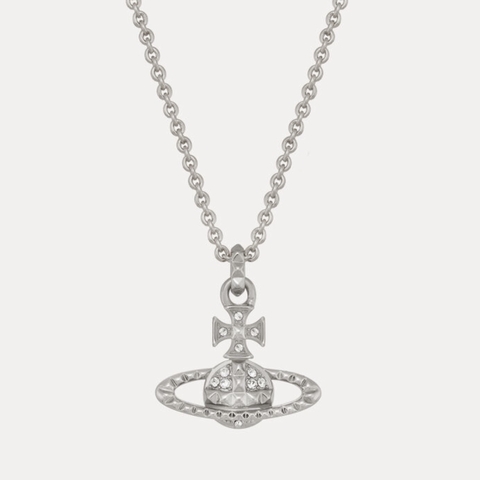 VIVIENNE WESTWOOD Mayfair Bas Relief Pendant Necklace - Dây cổ/chuyền hình quả cầu hai chiều, phối đá CZ trắng - JEWELRY NECKLACE