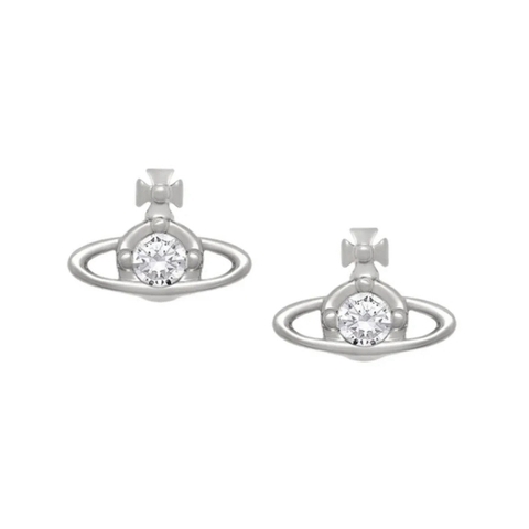 CHÍNH HÃNG - VIVIENNE WESTWOOD Nano Solitaire (Silver-shade) Earrings - Khuyên/hoa tai đá pha lê - JEWELRY