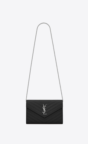 TÚI YSL WOC BLACK LOGO SILVER