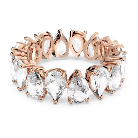 SWAROVSKI Vittore ring (Drop cut, White, Rose gold-tone plated) - RINGS - Nhẫn pha lê cắt giọt - SWAROVSKI JEWELRY