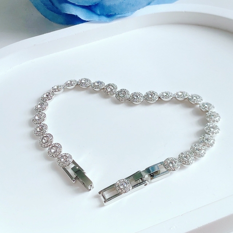 SWAROVSKI Una Angelic Tennis bracelet (Round cut, White, Rhodium plated) - Vòng/lắc tay pha lê trắng, dây trắng - JEWELRY