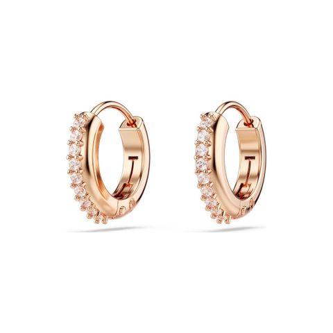 SWAROVSKI Matrix hoop earrings (Round cut, White, Rose gold-tone plated) - Khuyên tai, vòng tròn đính pha lê - JEWERY