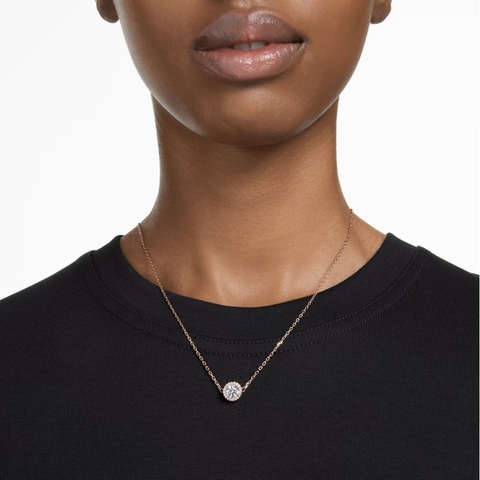 SWAROVSKI Una Angelic pendant (Round cut, Pavé, White, Rose gold-tone) - Dây cổ, dây chuyền, pha lê trắng - JEWELRY NECKLACE