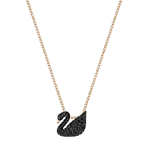 SWAROVSKI Iconic Swan pendant (Swan, Black, Rose gold-tone plated) - Dây cổ, dây chuyền SWAROVSKI - JEWELRY NECKLACE