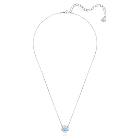 CHÍNH HÃNG - SWAROVSKI Una necklace (Clover, BLUE, Rhodium plated) - Dây cổ, dây chuyền pha lê xanh - JEWELRY