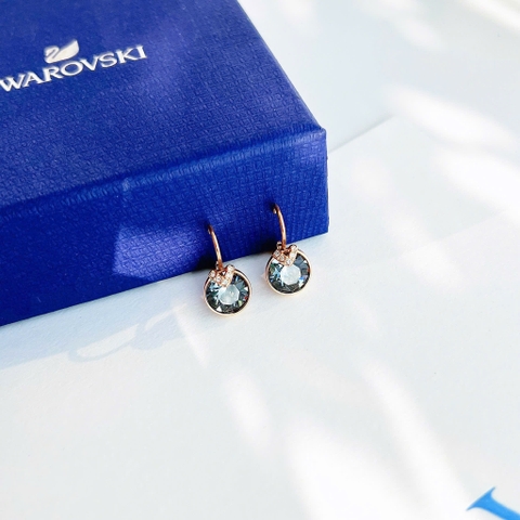 SWAROVSKI Bella V drop earrings (Round cut, Gray, Rose gold-tone plated) - Khuyên tai, pha lê xám - JEWERY