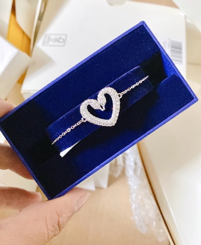 SWAROVSKI Una bracelet (Heart, Medium, White, Rhodium plated) - Vòng/lắc tay hình tim trắng - SWAROVSKI - JEWELRY