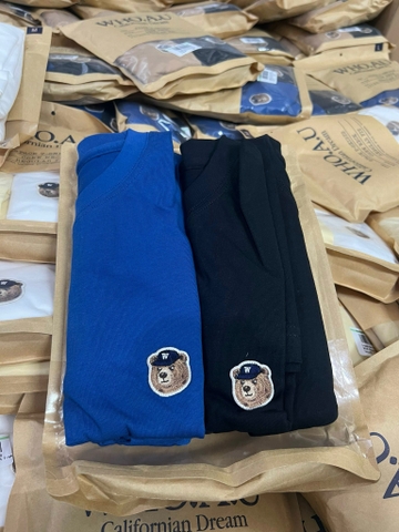 WHOAU T-SHIRT (SET 2 Áo - Blue + Black - Xanh và Đen) (mặt sau trơn)
