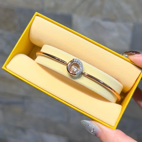 CHÍNH HÃNG - SWAROVSKI Dextera bangle (Round cut, White, Rose gold-tone plated) - Vòng, lắc tay, pha lê trắng - JEWELRY BRACELET