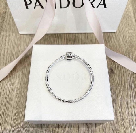 Pandora Moments Snake Chain Bracelet (Barrel Clasp, Silver Sterling) - Vòng/lắc tay bạc 925, khoá trụ, dáng mềm - JEWELRY BRACELET