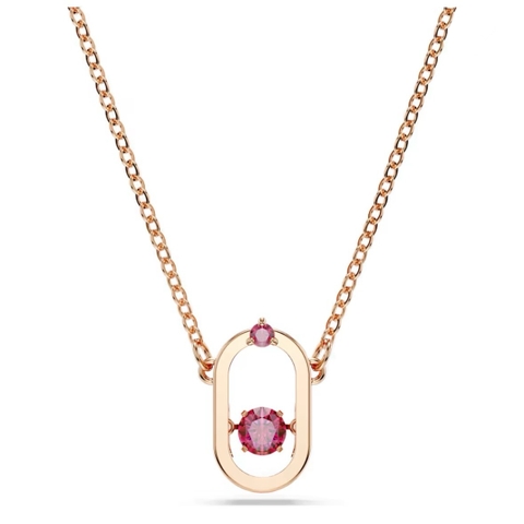 SWAROVSKI Sparkling Dance pendant (Round cut, Oval shape, Red, Rose gold-tone plated) - Dây chuyền pha lê đỏ chuyển động - JEWELRY NECKLACE