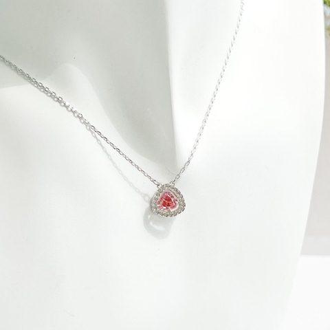SWAROVSKI Una necklace (Trilliant cut, Pink, Rhodium plated) - Dây cổ, dây chuyền, pha lê hồng chuyển động - JEWELRY NECKLACE