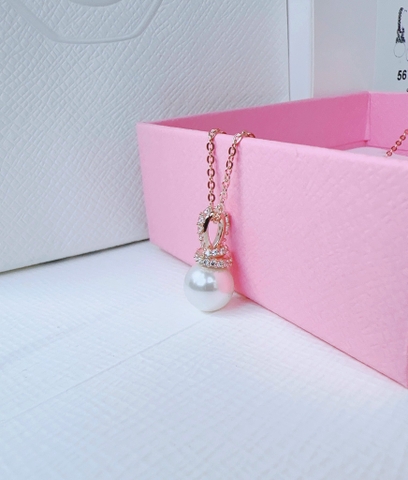 SWAROVSKI Originally set (White, Rose gold-tone plated) - EARRINGS & NECKLACE - Khuyên tai + dây cổ, pha lê ngọc trai - JEWELRY