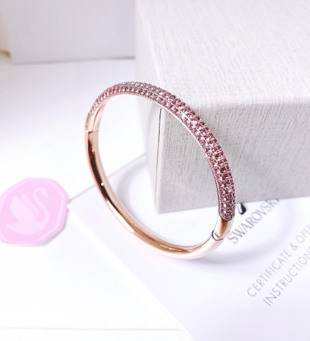 SWAROVSKI Stone bangle (Pink, Rose gold-tone finish) - Size S Oval 5.4x4.8cm - Vòng/lắc tay đá pha lê hồng - SWAROVSKI - JEWELRY