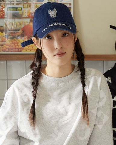 Mũ LIFEWORK Bulldog Ball Cap Daẩk Denim - Mũ, nón kết, lưỡi trai màu xanh jean sẫm hình chó